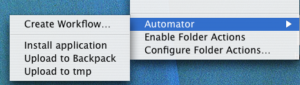 Automator Finder menu